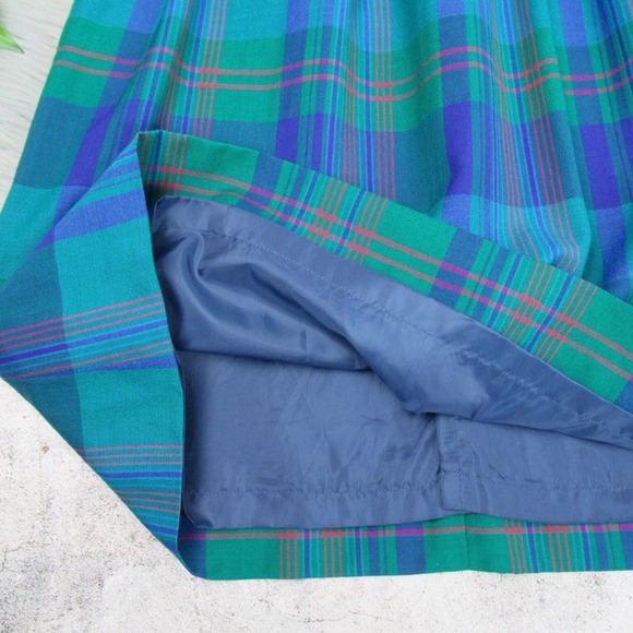 Vintage Miss Pendleton Blue Plaid Pleated Midi Skirt Virgin Wool Women’s XS - Picture 10 of 14
